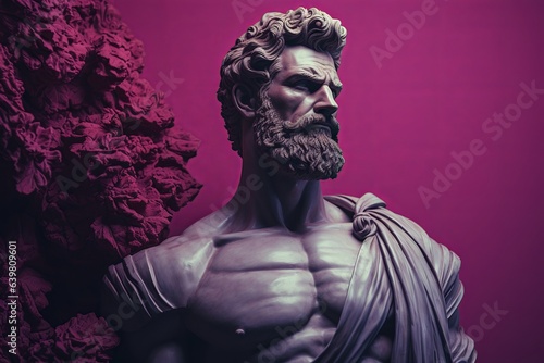 Greek Statue against Lavender Background. Purple Elegance. Timeless Beauty Enhanced by Color. Generative Ai © imagemir