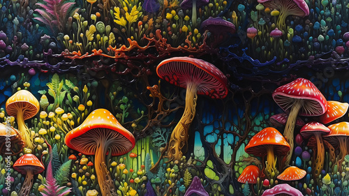 abstract mushrooms three-dimensional background 3d sculptural fantasy dream