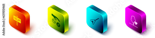 Set Isometric Help sign, Donation and charity, Mop and Volunteer team planting trees icon. Vector