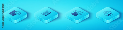 Set Isometric NFT blockchain technology, Binary code, Digital crypto art and icon. Vector