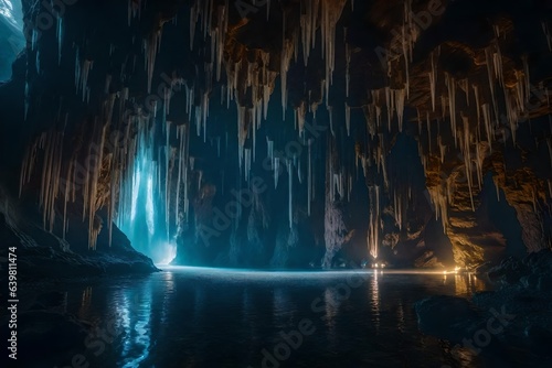 a cave system adorned with stalactites and stalagmites, evoking the sense of time it took for these formations to develop