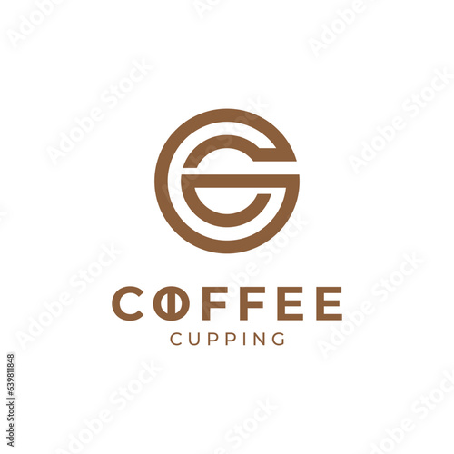 vintage and modern coffee cupping with letter C logo design