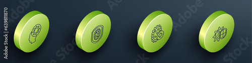 Set Isometric Human and virus, Shield protecting from, Positive and icon. Vector