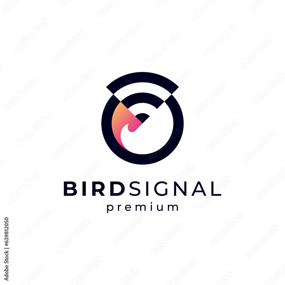 Obraz premium signal and bird for internet and connection logo design