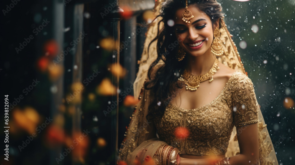 Stunning Indian bride dressed in Hindu traditional wedding clothes ...