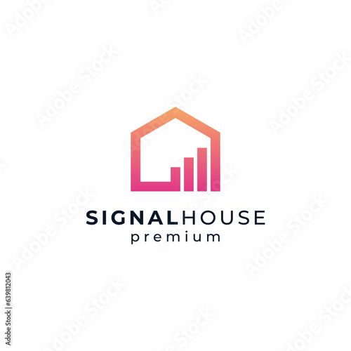 house and signal logo design template