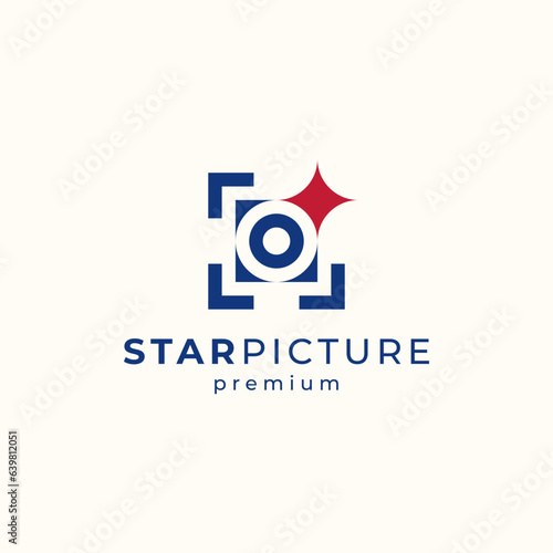 camera and star with vintage style for photography logo design