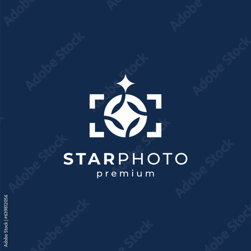 simple camera and star with vintage style for photography logo design