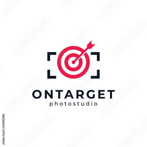 simple, modern and unique photography logo design with camera and archery targets