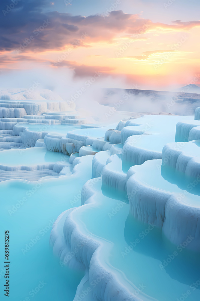 Illustration of a beautiful view of the travertines