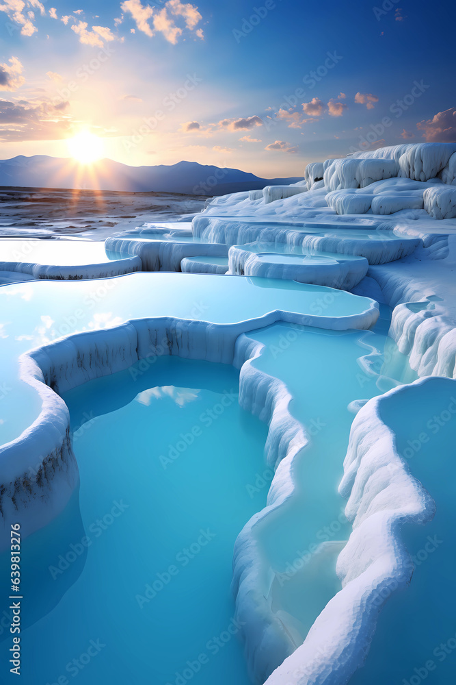 Illustration of a beautiful view of the travertines