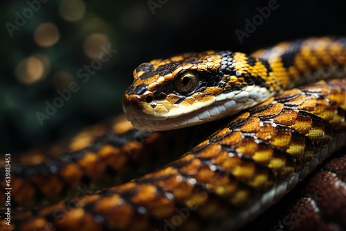 close up of a black headed snake