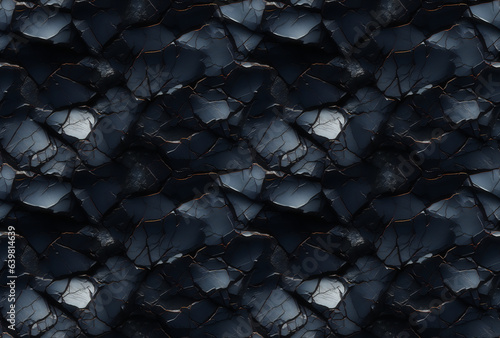 Cracked Black Stone Texture. Seamless Repeatable Background.