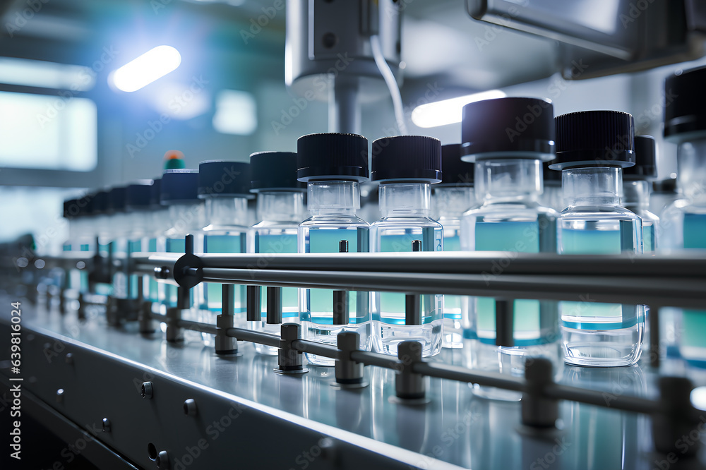 Pharmaceutical glass bottles production line ,Medical vials on production line at pharmaceutical factory - Pharmacy and hospital Medicals Advertising Concept Pharmaceutical glass bottles production line ,Medical vials on production line at pharmaceutical factory - Pharmacy and hospital Medicals Advertising Concept
