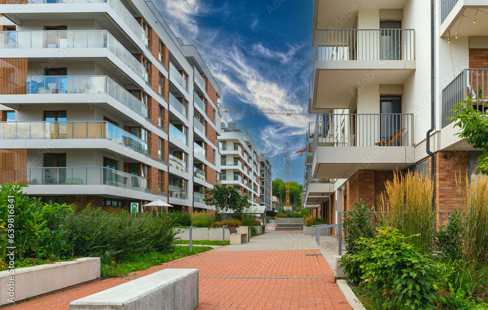 New houses construction. Residential house development New houses construction. Residential house development