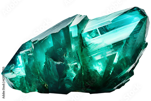 emerald blue PNG crystal precious rock isolated on transparent background - natural treasure rock - gem mineral advertising concept photo