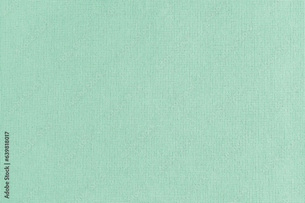 Fototapeta premium Texture background of turquoise cotton fabric. Textile structure, cloth surface, weaving of linen fabric closeup, backdrop, wallpaper.