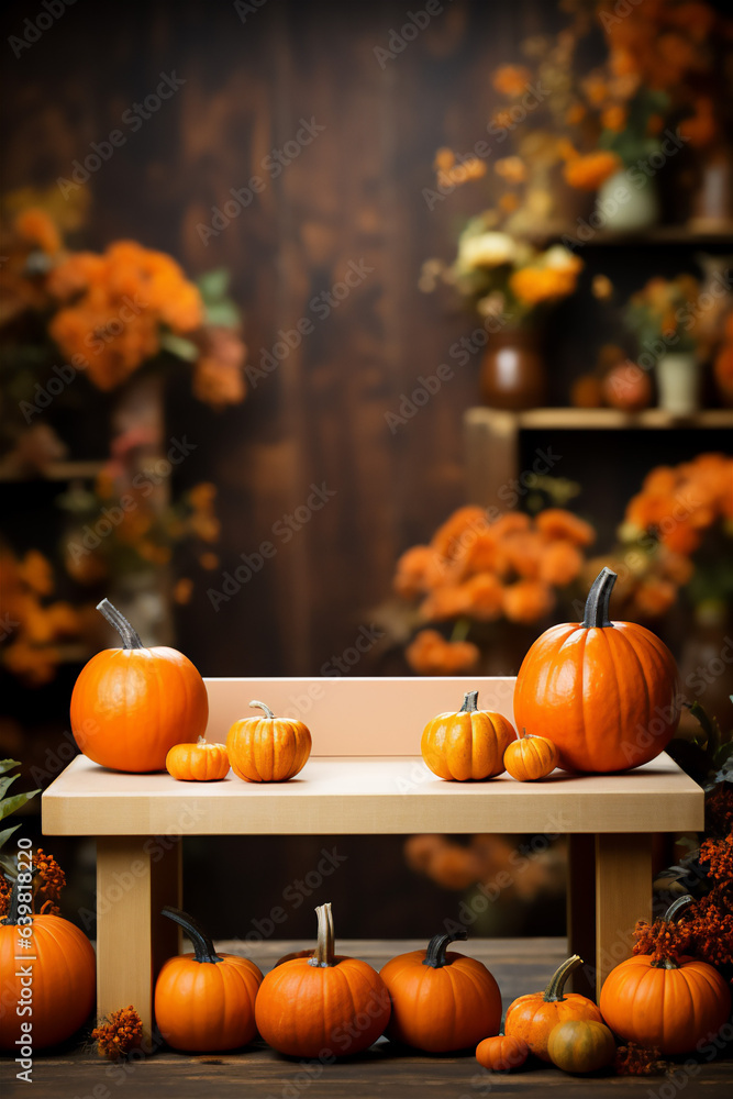 Enchanted Autumn and Halloween Product Showcase Photoset - Woodland Charm with Pumpkin Podium