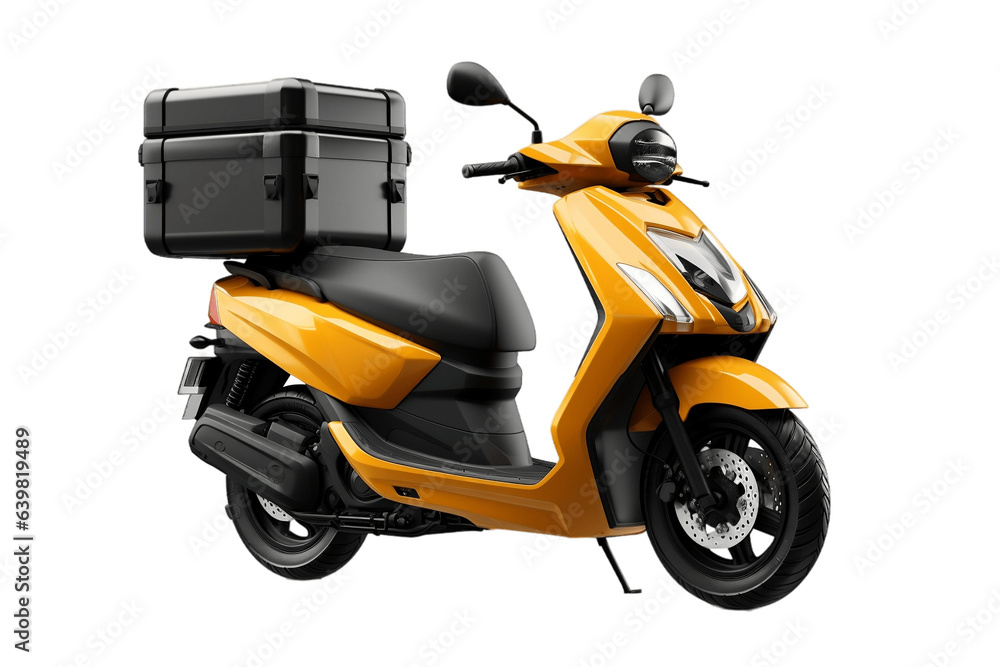 Food Delivery Motorcycle on Transparent Background. AI