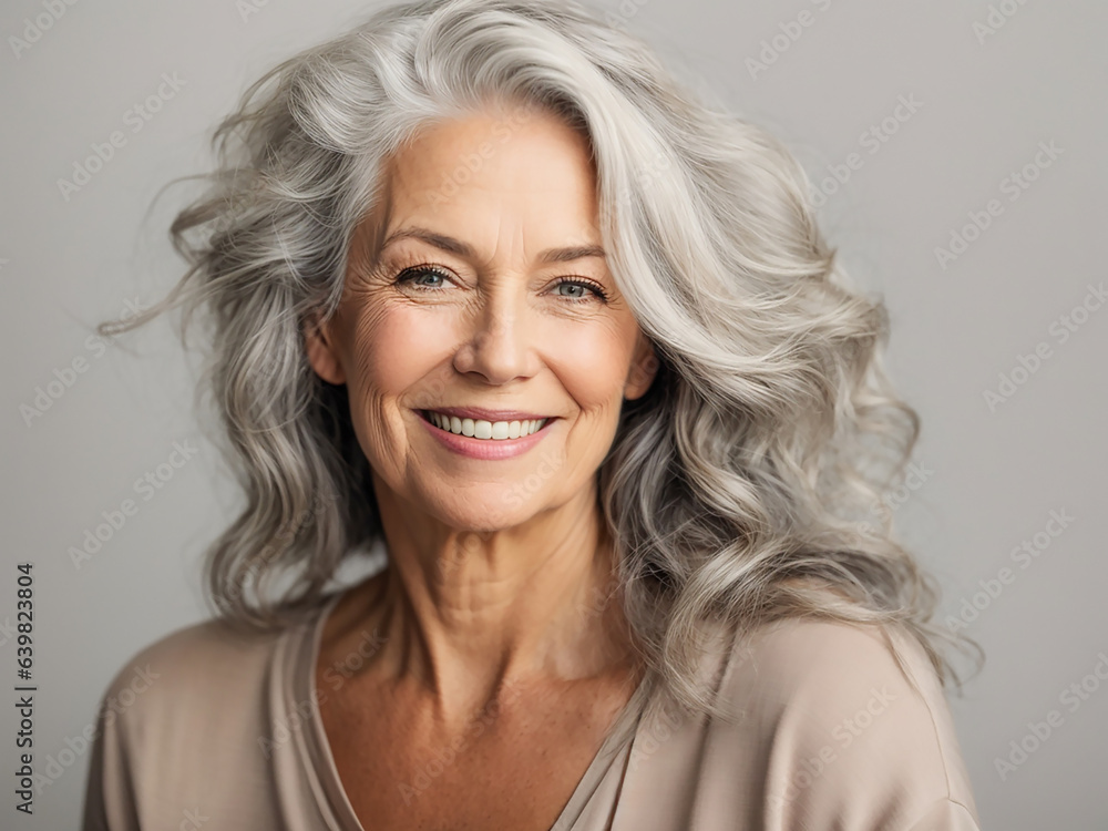 Fototapeta premium Beautiful elderly lady, gray hair
