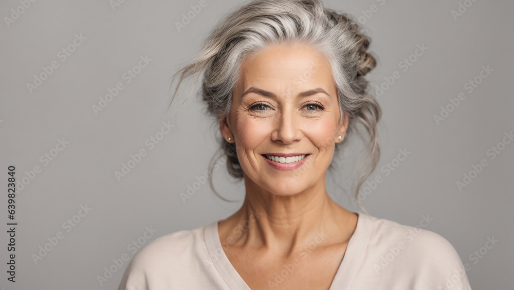 Beautiful elderly lady, gray hair Beautiful elderly lady, gray hair
