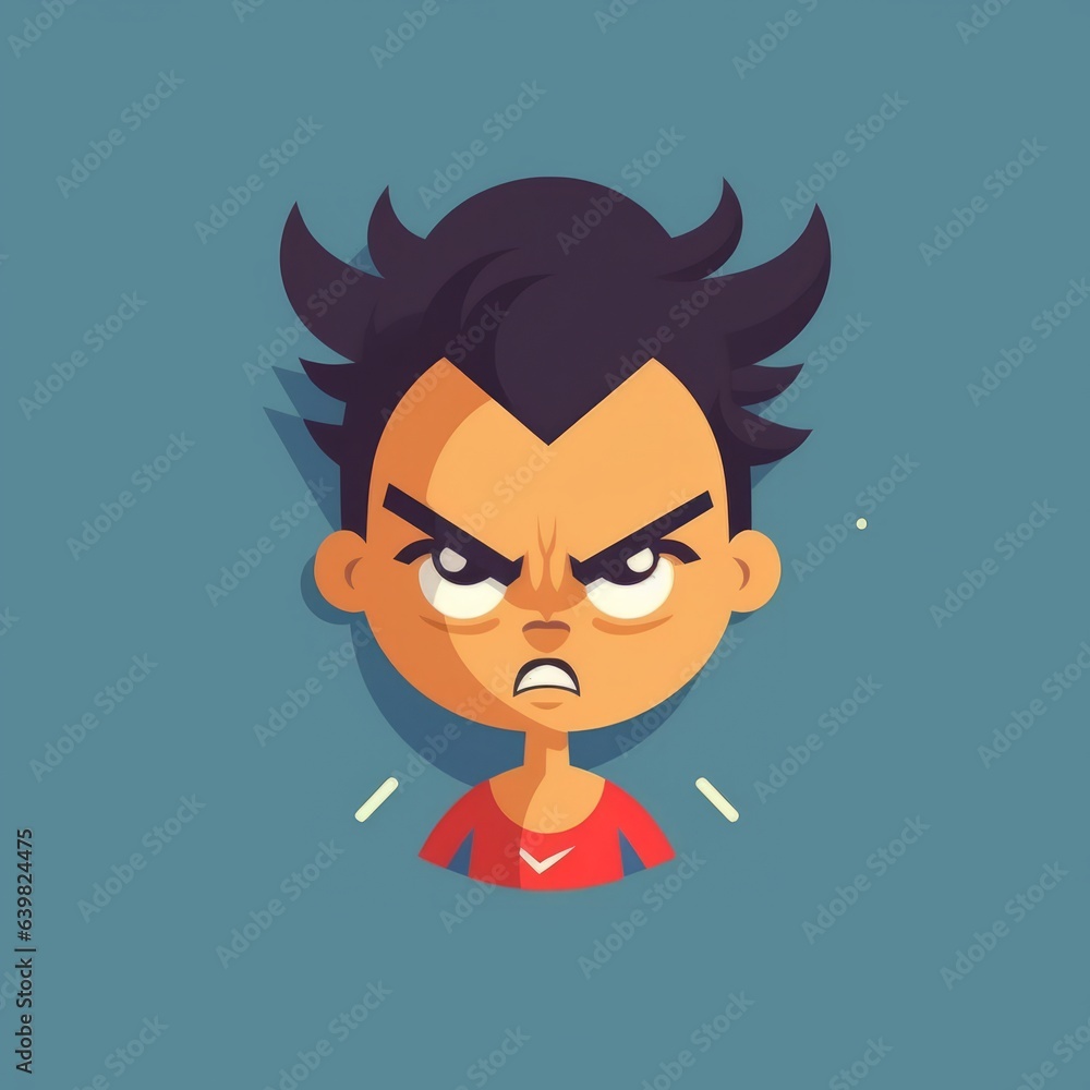 Illustration of an angry girl with furrow brows. Furious little girl without a smile on bright colorful background. Vector illustration of an enraged irritated kid. Flat design of a mad annoyed child. Illustration of an angry girl with furrow brows. Furious little girl without a smile on bright colorful background. Vector illustration of an enraged irritated kid. Flat design of a mad annoyed child.