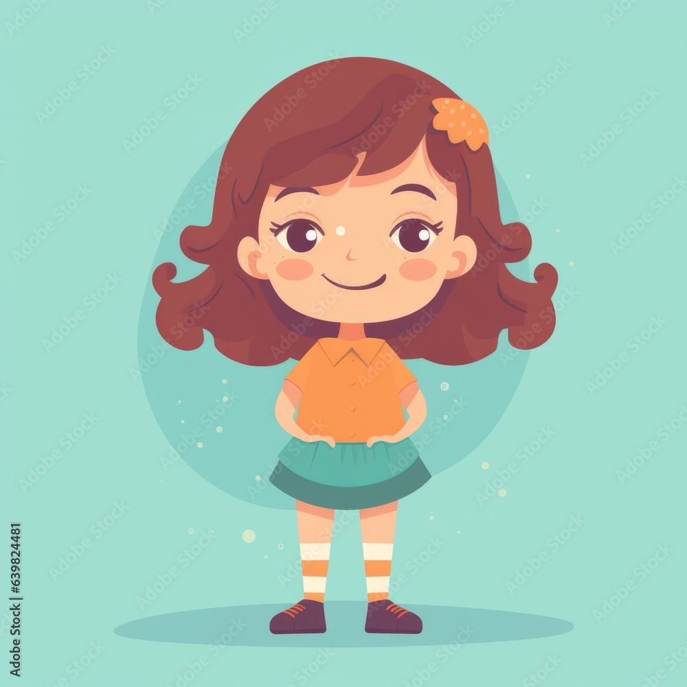 Illustration of an excited girl looking forward. Clipart of a happy little girl on a bright colorful background. Vector illustration of a small thrilled kid. Flat design of a happy child. Illustration of an excited girl looking forward. Clipart of a happy little girl on a bright colorful background. Vector illustration of a small thrilled kid. Flat design of a happy child.