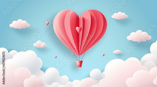 illustration of love and valentine day with balloon and clouds