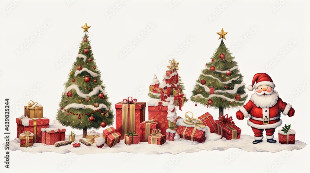 Christmas winter festive composition. Colorful Christmas, New Year background. Generative AI