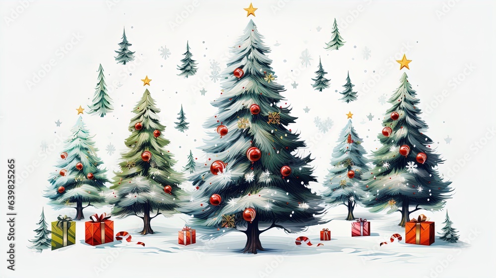 Christmas winter festive composition. Colorful Christmas, New Year background. Generative AI