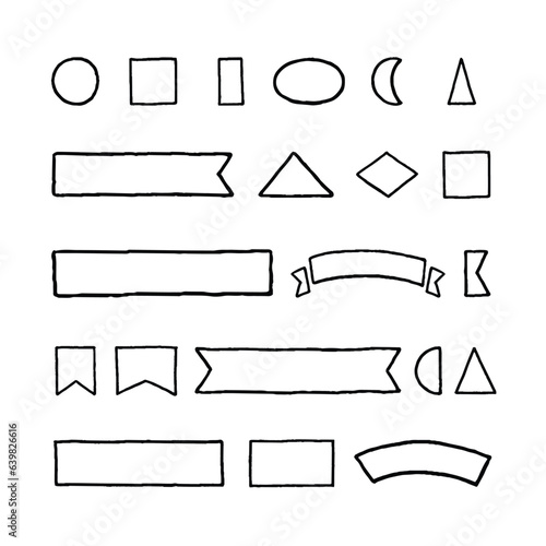 Ribbons, Frames, and Borders Sketchy Doodles. Hand Drawn Doodle Sketch Element Set
