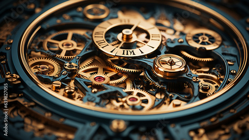 gold watch on a dark background.
