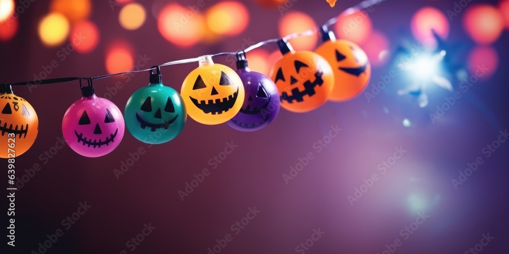 Fototapeta premium Halloween holiday. Colorful background design. Happy Halloween. Festive banner, web poster, brochure and flyer cover, greeting card. Generative AI