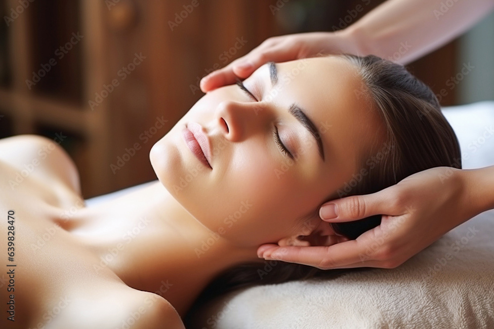 Beautiful girl has a facial massage. Beautiful girl has a facial massage.