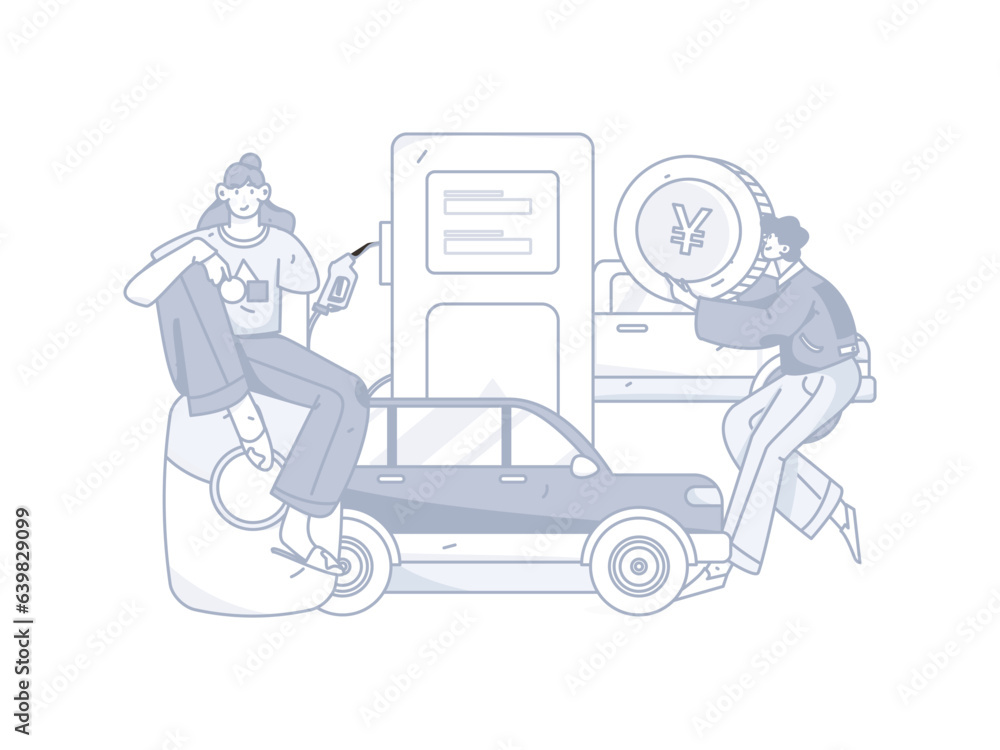 Vector internet operation hand-drawn illustration of people getting discounts for car refueling
Vector internet operation hand-drawn illustration of people getting discounts for car refueling