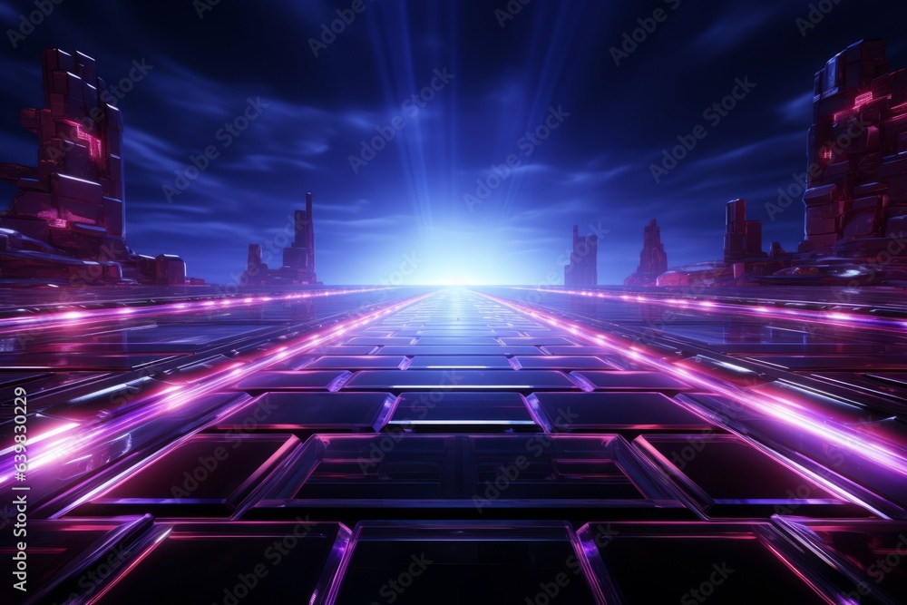 Purple Glow Tech Background. Copy Space. Ultra Detailed.
