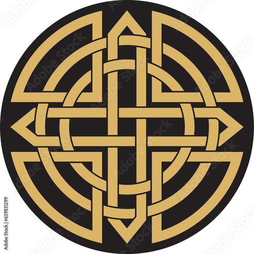 Vector gold and red celtic knot. Ornament of ancient European peoples. The sign and symbol of the Irish, Scots, Britons, Franks..