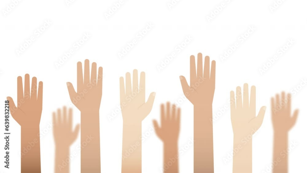 Animation of a Group of People hand raised up in the air, alpha channel included. Animation of a Group of People hand raised up in the air, alpha channel included.