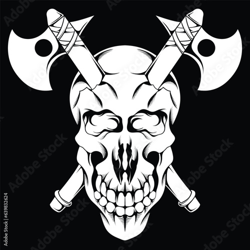 Minimalist design of spooky and cool skull heads for t-shirt screen printing and merchandise