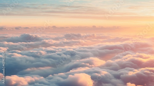 Aerial view White clouds in sky. Top. View from drone. Aerial bird's eye. Aerial top view cloudscape. Sky background