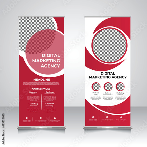 Modern corporate roll up standee banner design, pop up, retractable banner template