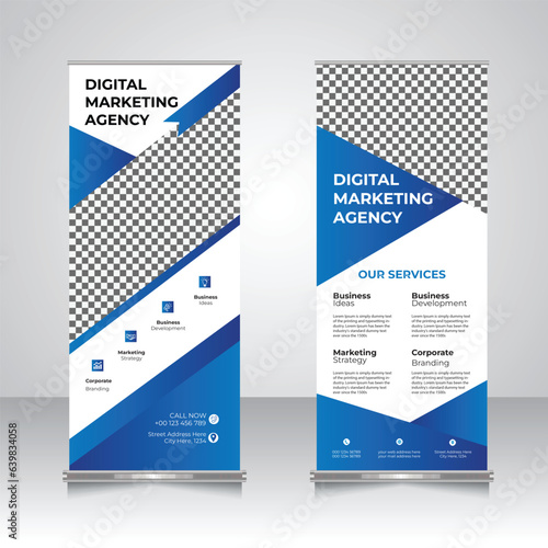 Modern corporate roll up standee banner design, pop up, retractable banner template