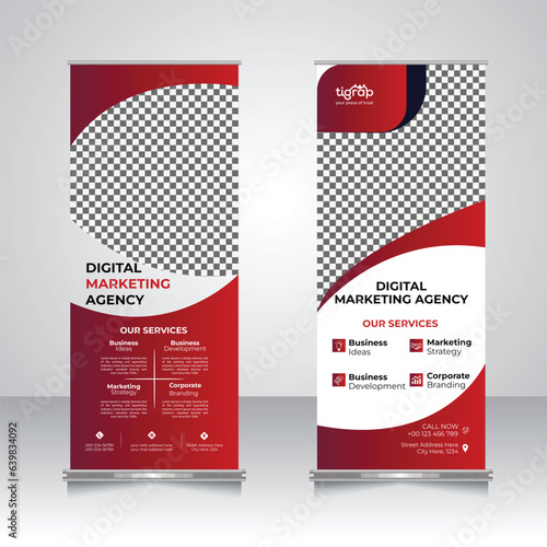 Modern corporate roll up standee banner design, pop up, retractable banner template