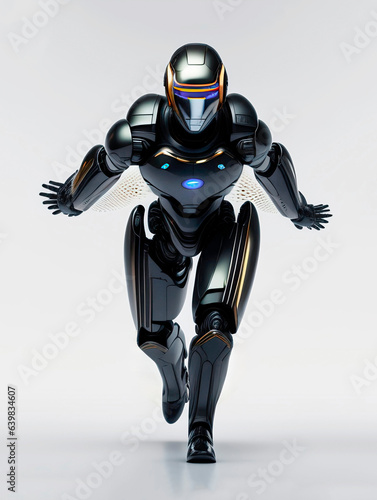 Digitally generated image of a black robot with artificial intelligence