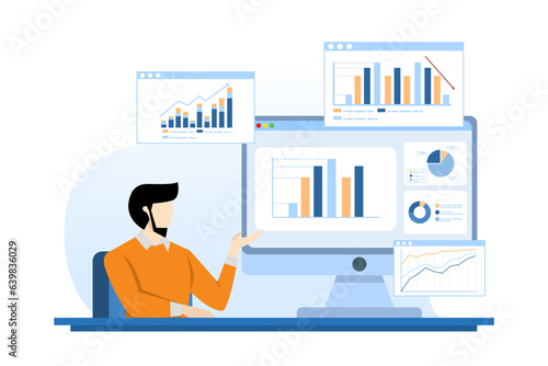 statistics and data analysis concept, business analysis, business financial investment with business team working on monitor chart dashboard, planning, web report dashboard, finance investment.