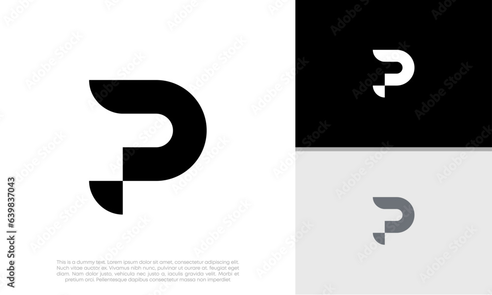 Initials P logo design. Initial Letter Logo. Innovative high tech logo template. Initials P logo design. Initial Letter Logo. Innovative high tech logo template.