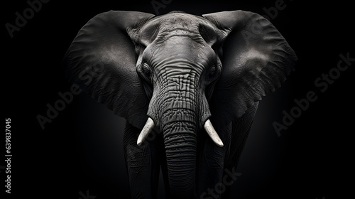 Elephant close up with black background