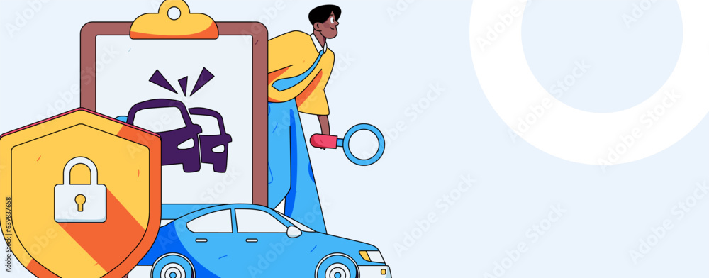 Buying insurance for car flat character vector concept operation illustration
