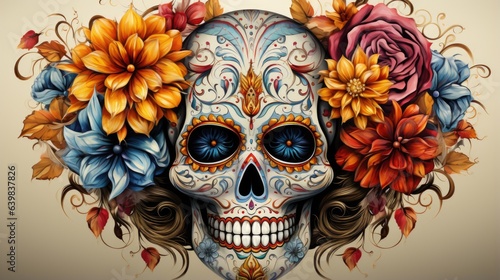 Mexico carnival mask on a red background © stanislavstarchenko