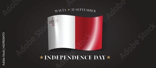 Malta happy independence day greeting card, banner with template text vector illustration